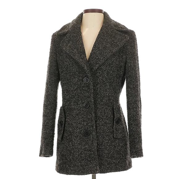 Calvin Klein Size 4 Wool Blend Gray Blazer Heavy Coat Fall Winter Work Peacoat - Picture 1 of 7